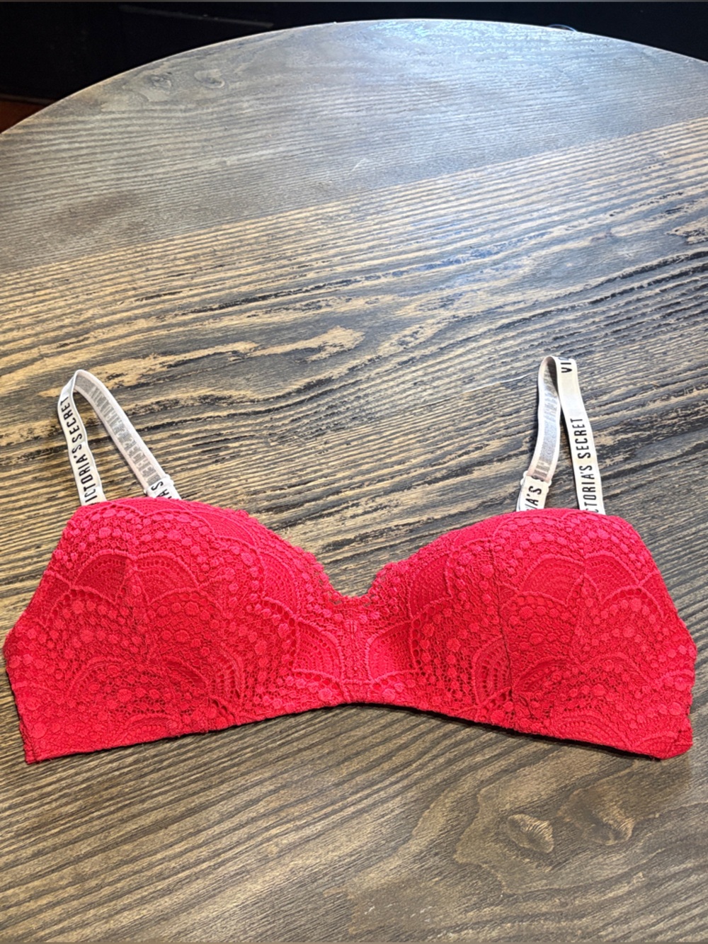 Victoria's Secret Red Lace Strapless Bra with Branded Straps